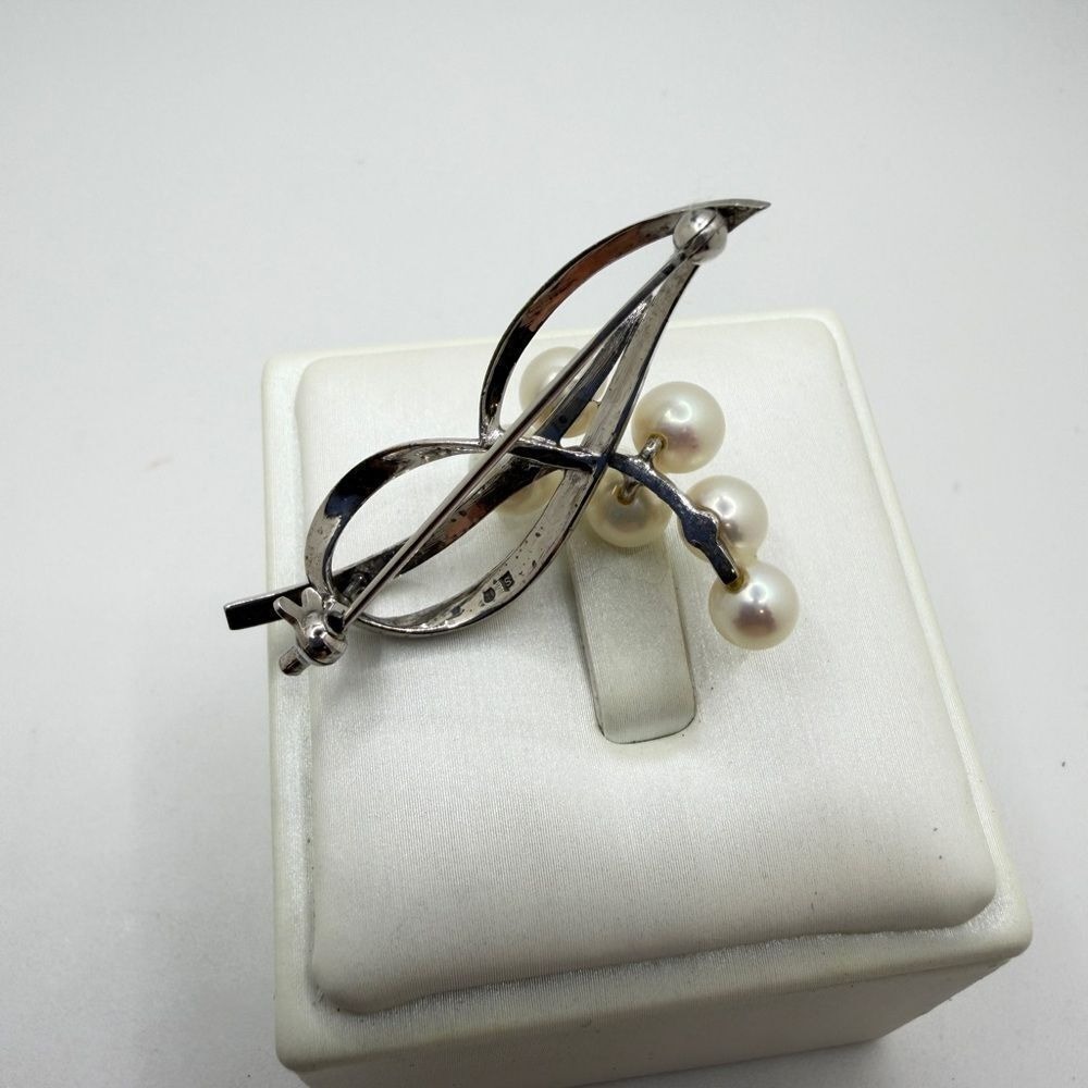 Vintage stamped MIKIMOTO Pearl and Sterling silver Brooch/Pin! - Picture 5 of 12